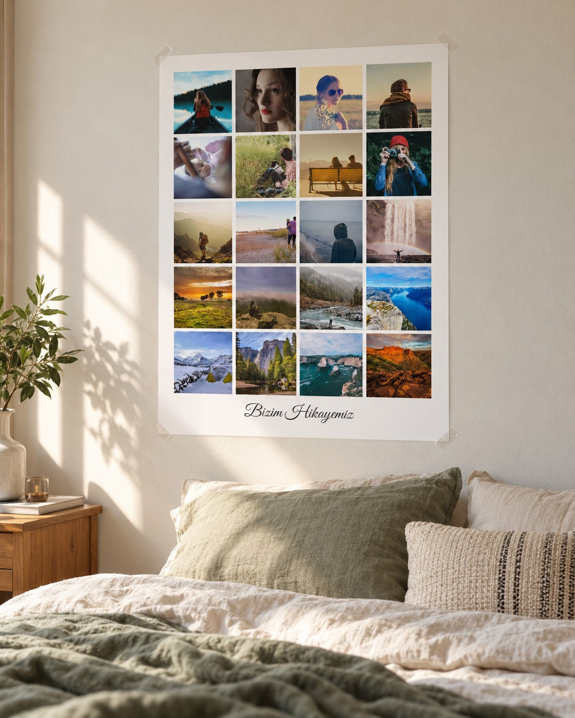 50x70 Kişiye Özel Kolaj Poster - 20 Fotoğraf – duvarda temsili çerçevesiz poster görseli