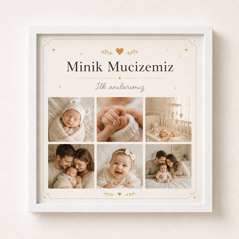 6 Fotoğraflı Kişiye Özel 20x20 Yapışan Çerçeve
