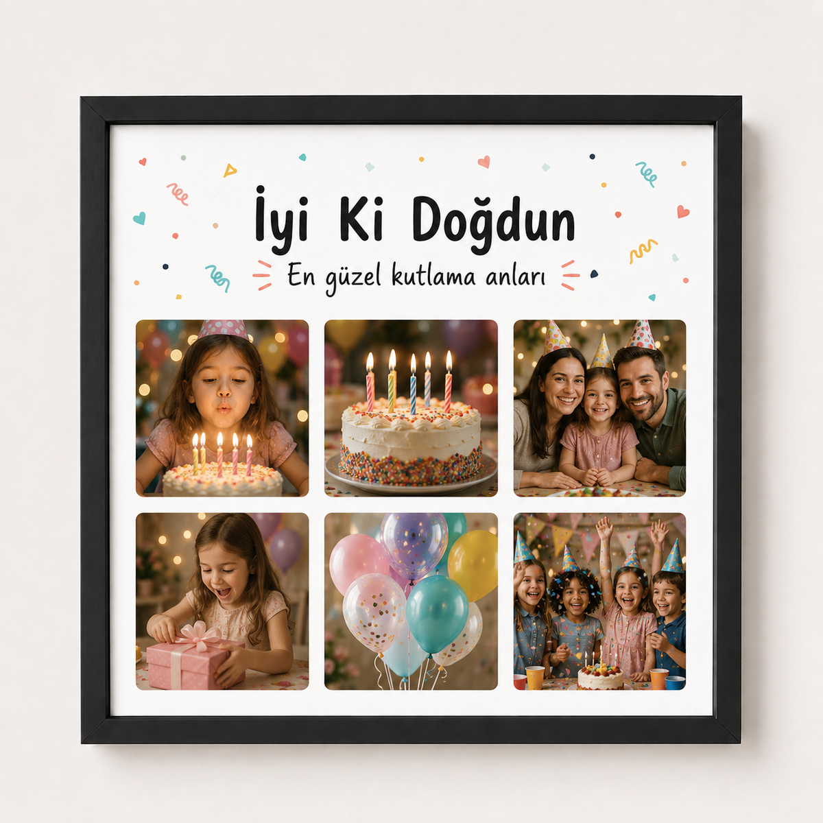 6 Fotoğraflı Kişiye Özel 20x20 Yapışan Çerçeve