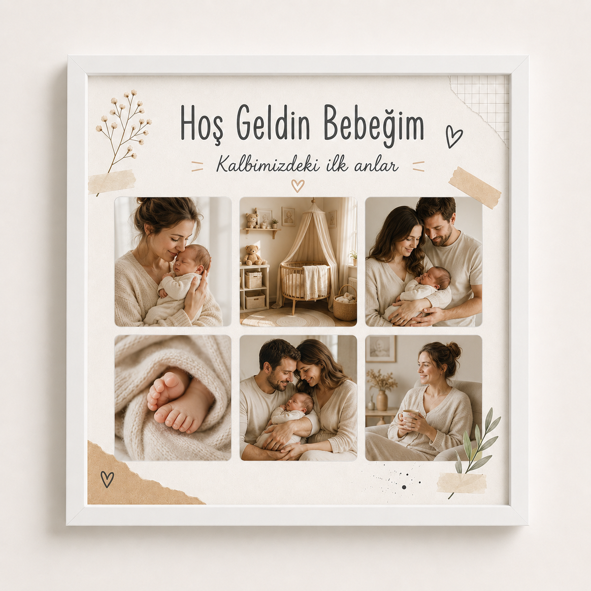 6 Fotoğraflı Kişiye Özel 20x20 Yapışan Çerçeve