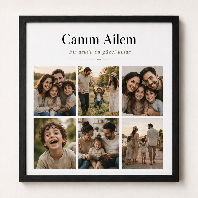 6 Fotoğraflı Kişiye Özel 20x20 Yapışan Çerçeve