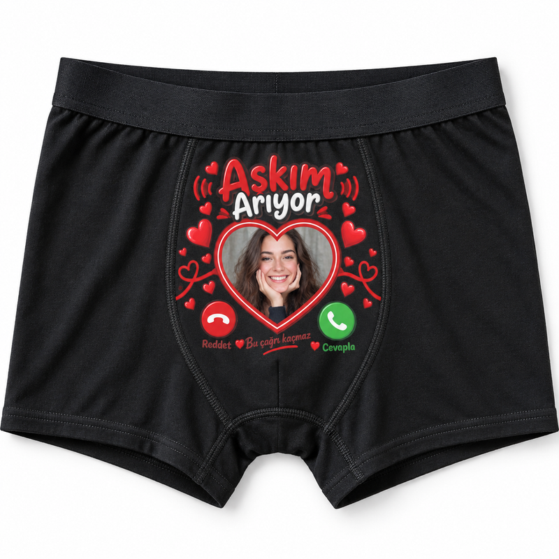 Kişiye Özel Aşkım Arıyor Fotoğraflı Erkek Boxer
