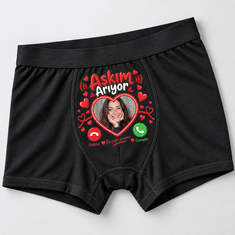 Kişiye Özel Aşkım Arıyor Fotoğraflı Erkek Boxer
