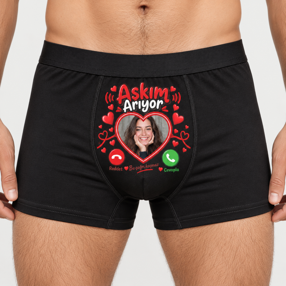 Kişiye Özel Aşkım Arıyor Fotoğraflı Erkek Boxer