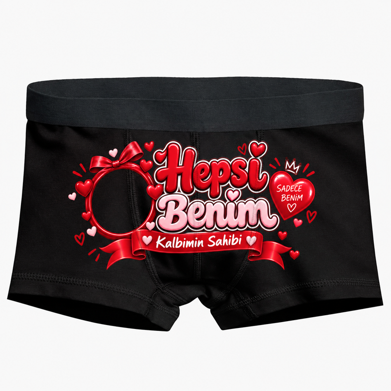 Kişiye Özel Hepsi Benim Yüz Baskılı Erkek Boxer
