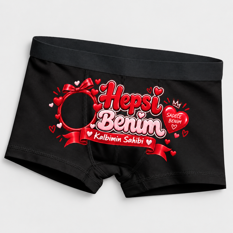 Kişiye Özel Hepsi Benim Yüz Baskılı Erkek Boxer