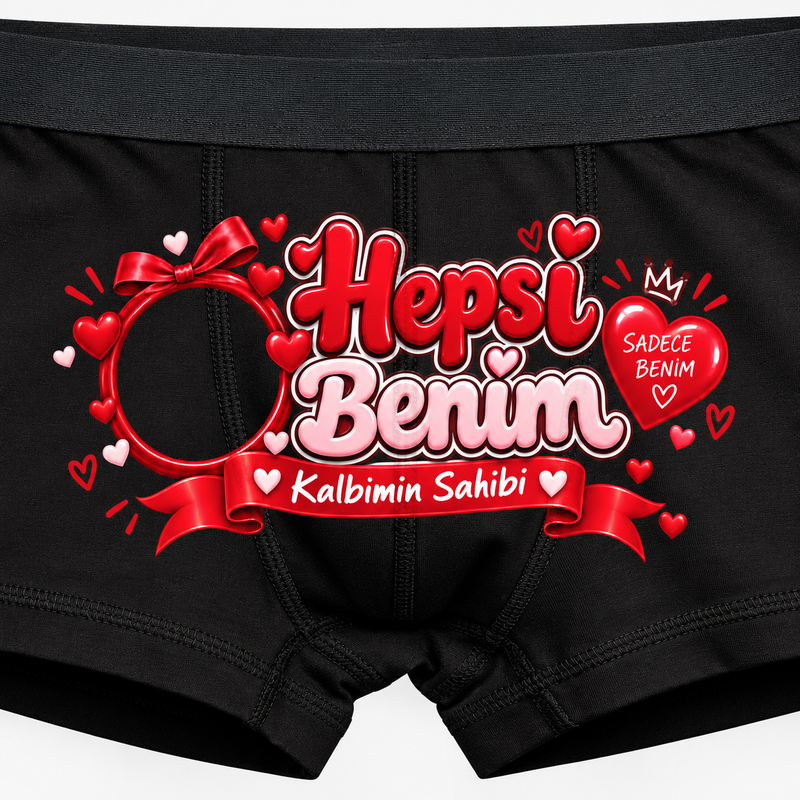 Kişiye Özel Hepsi Benim Yüz Baskılı Erkek Boxer