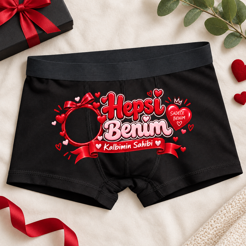 Kişiye Özel Hepsi Benim Yüz Baskılı Erkek Boxer