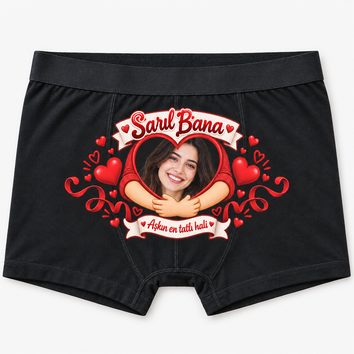 Kişiye Özel Sarıl Bana Fotoğraflı Sevgili Boxer