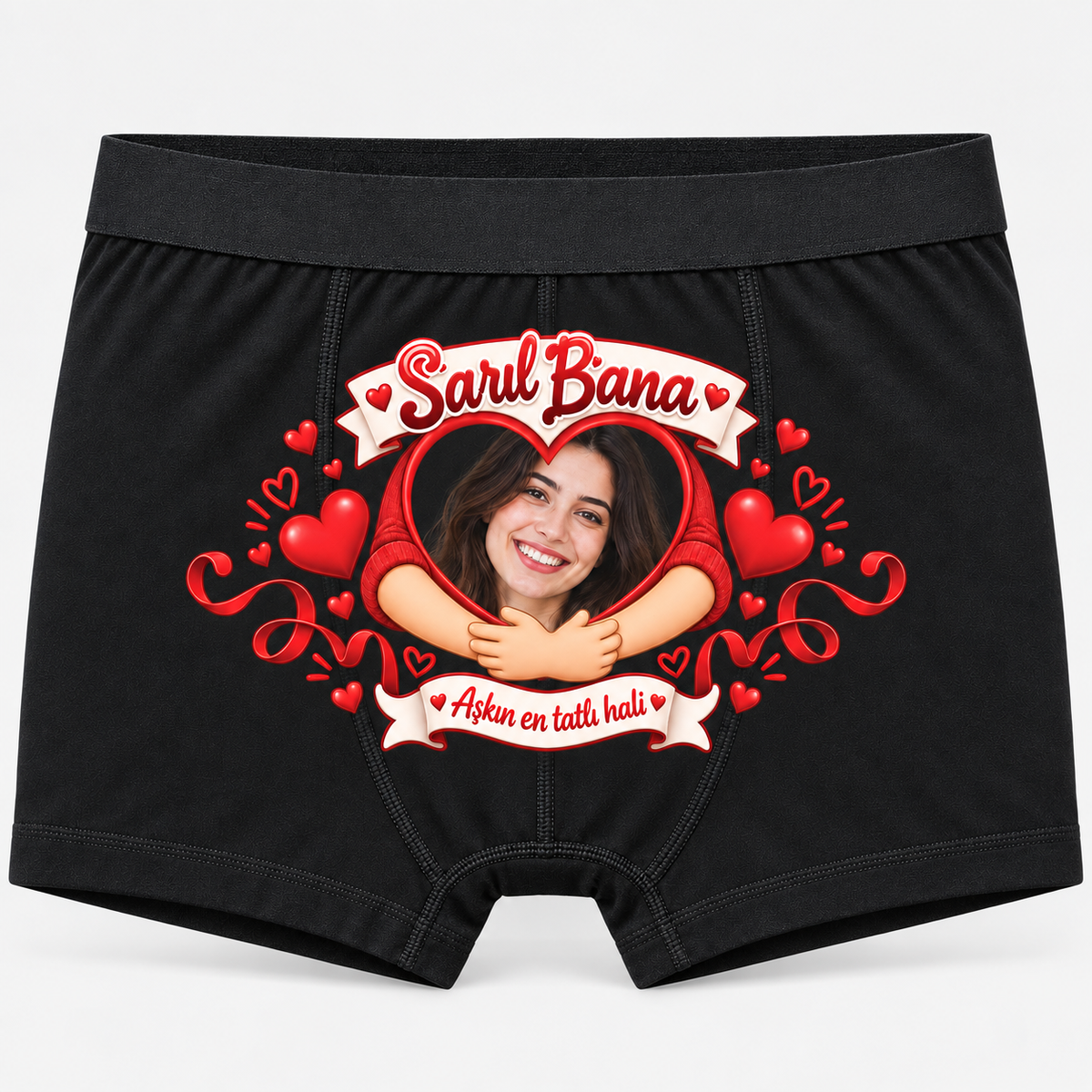 Kişiye Özel Sarıl Bana Fotoğraflı Sevgili Boxer
