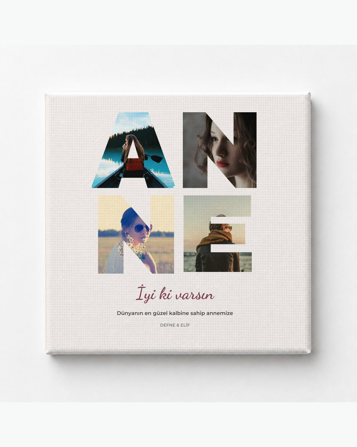 Anne Yazılı Kanvas Tablo 50x50 duvarda