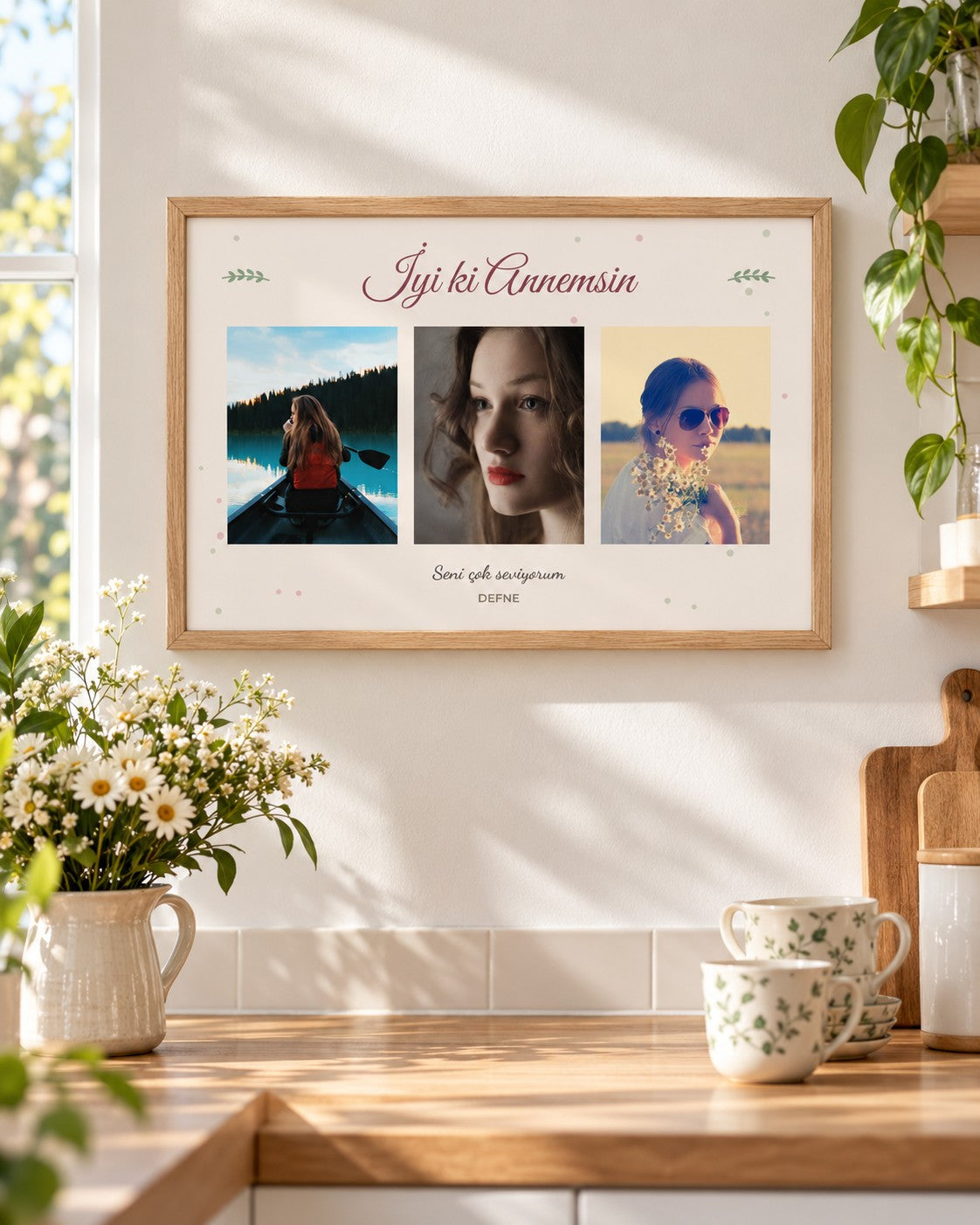 Anneye Hediye 3 Fotoğraflı 20x30 Yapışan Çerçeve – temsili çerçeve görseli