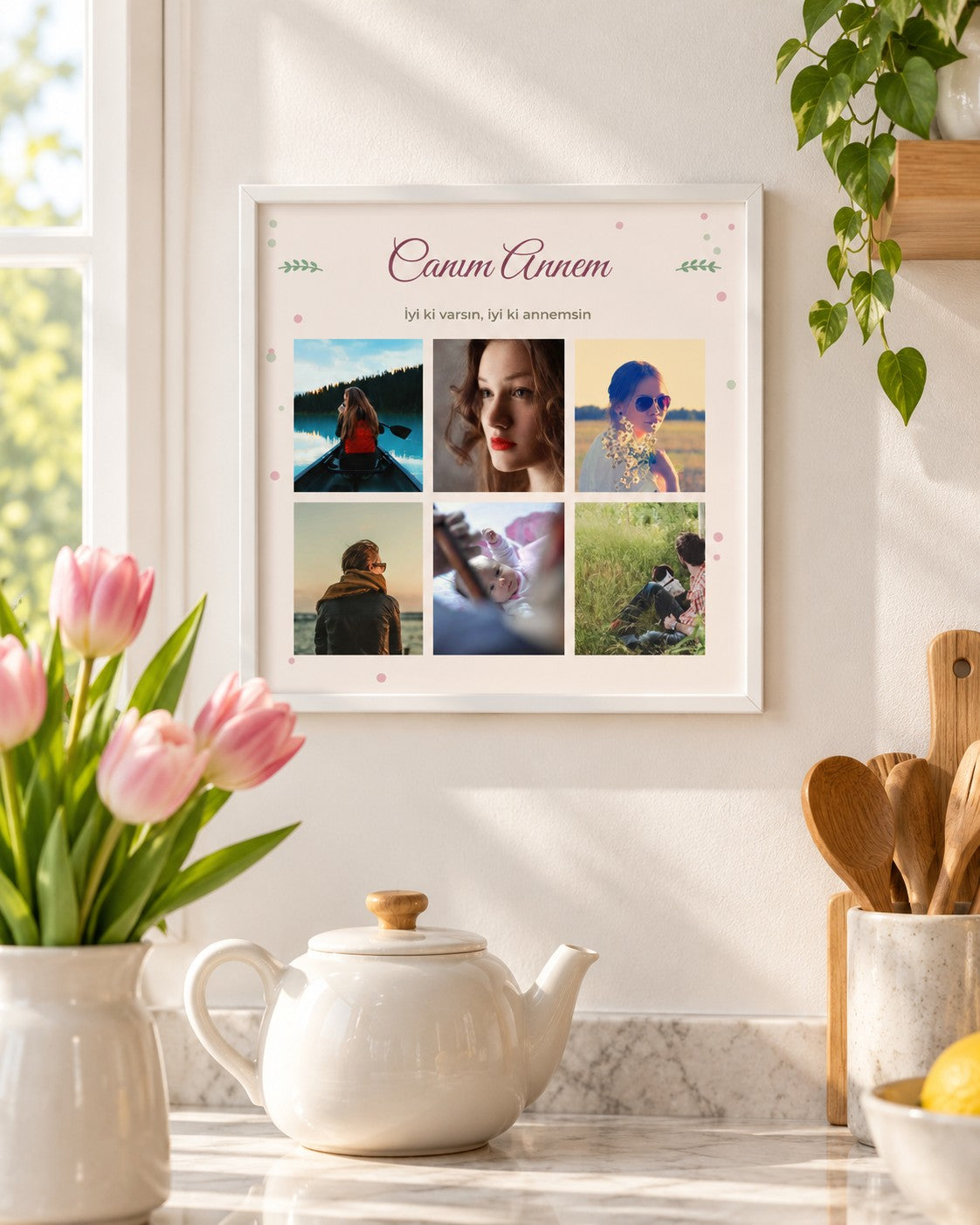 Anneye Hediye 6 Fotoğraflı 20x20 Yapışan Çerçeve – temsili çerçeve görseli