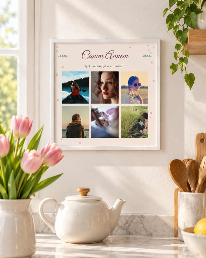 Anneye Hediye 6 Fotoğraflı 20x20 Yapışan Çerçeve – temsili çerçeve görseli