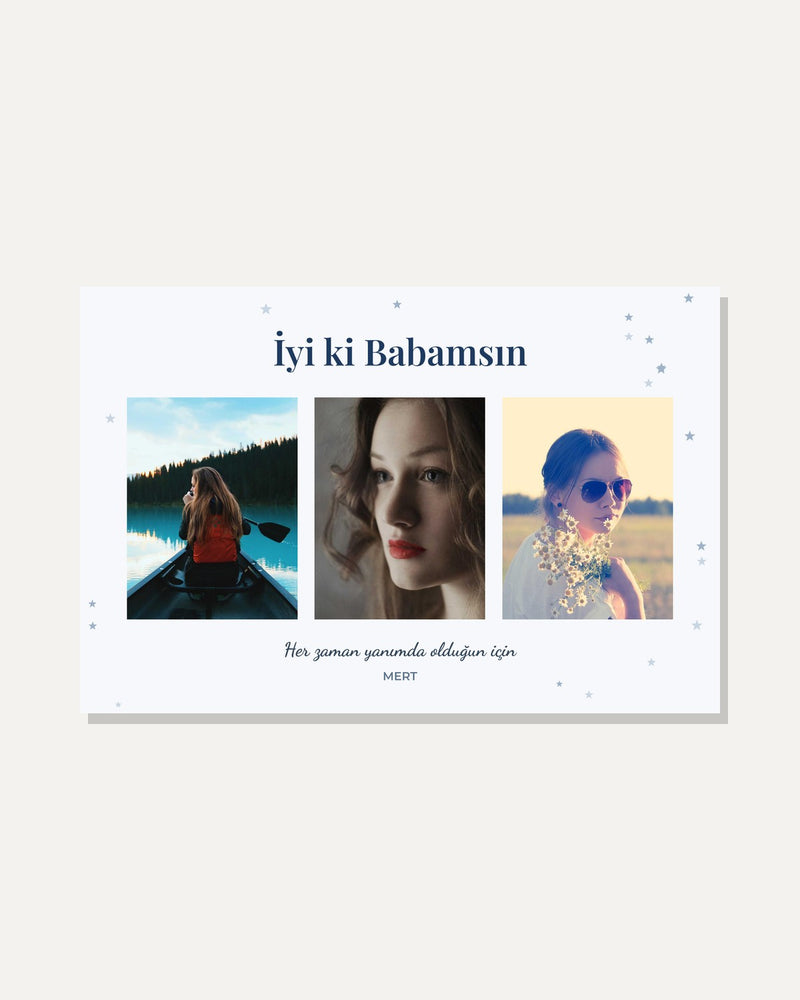 Babaya Hediye 3 Fotoğraflı 20x30 Yapışan Çerçeve kişiye özel tasarım önizlemesi