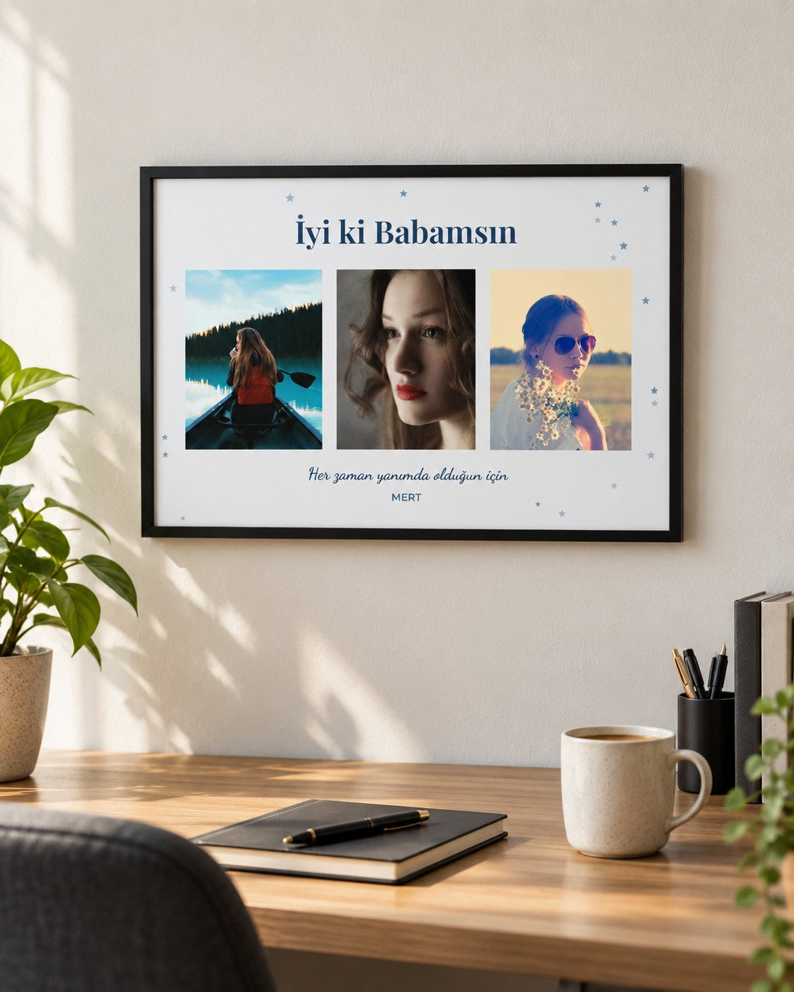 Babaya Hediye 3 Fotoğraflı 20x30 Yapışan Çerçeve – temsili çerçeve görseli