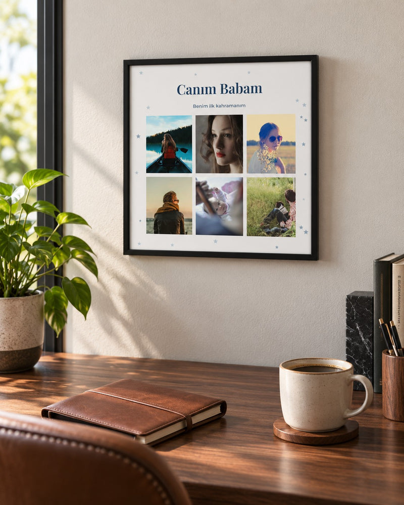Babaya Hediye 6 Fotoğraflı 20x20 Yapışan Çerçeve – temsili çerçeve görseli