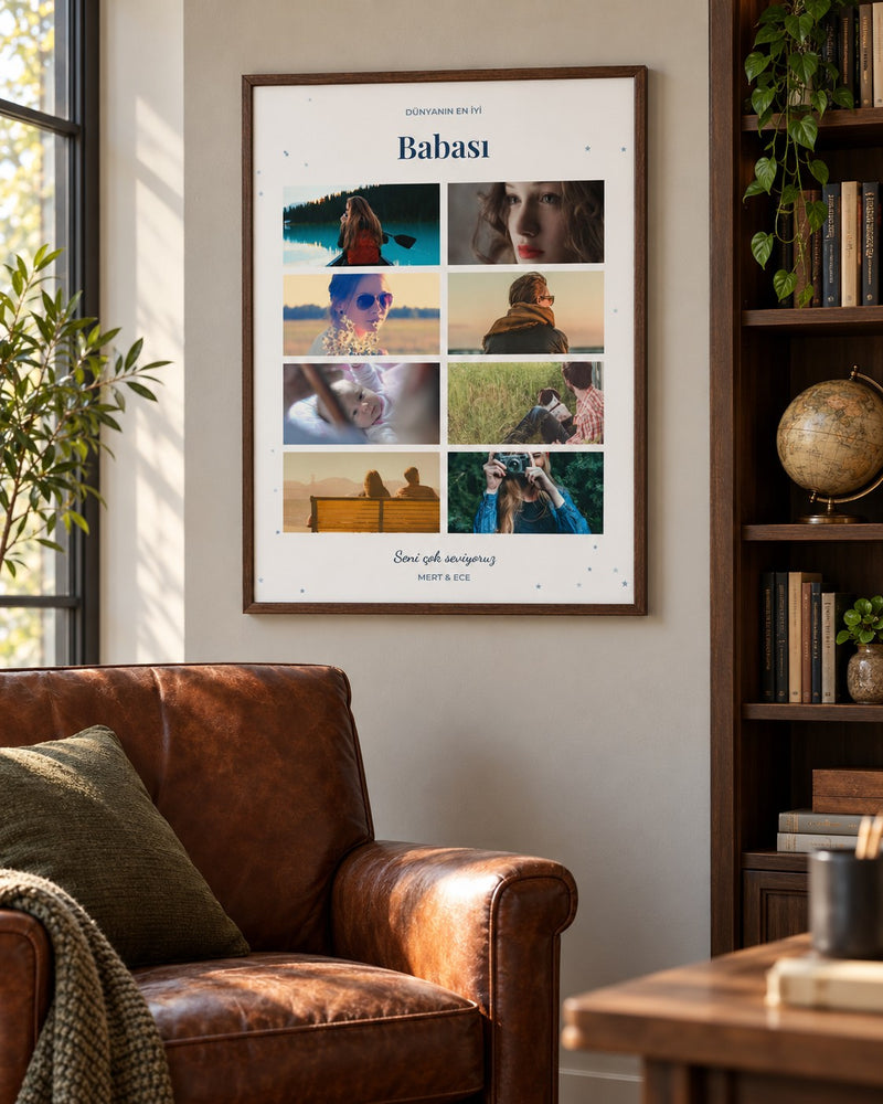 Babaya Hediye 8 Fotoğraflı 30x40 Çerçeve – temsili çerçeve görseli