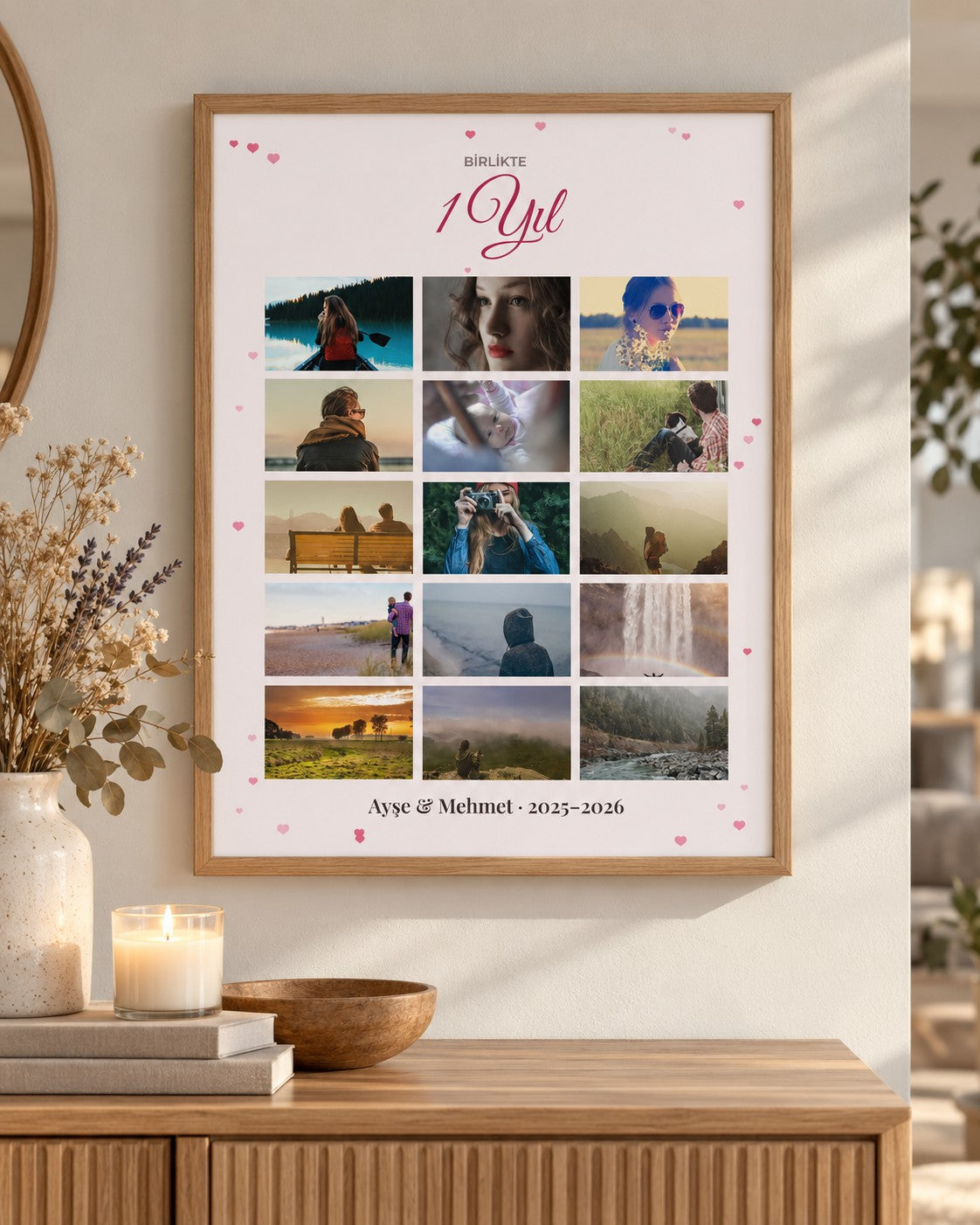 Birlikte 1 Yıl 15 Fotoğraflı 30x40 Çerçeve – temsili çerçeve görseli