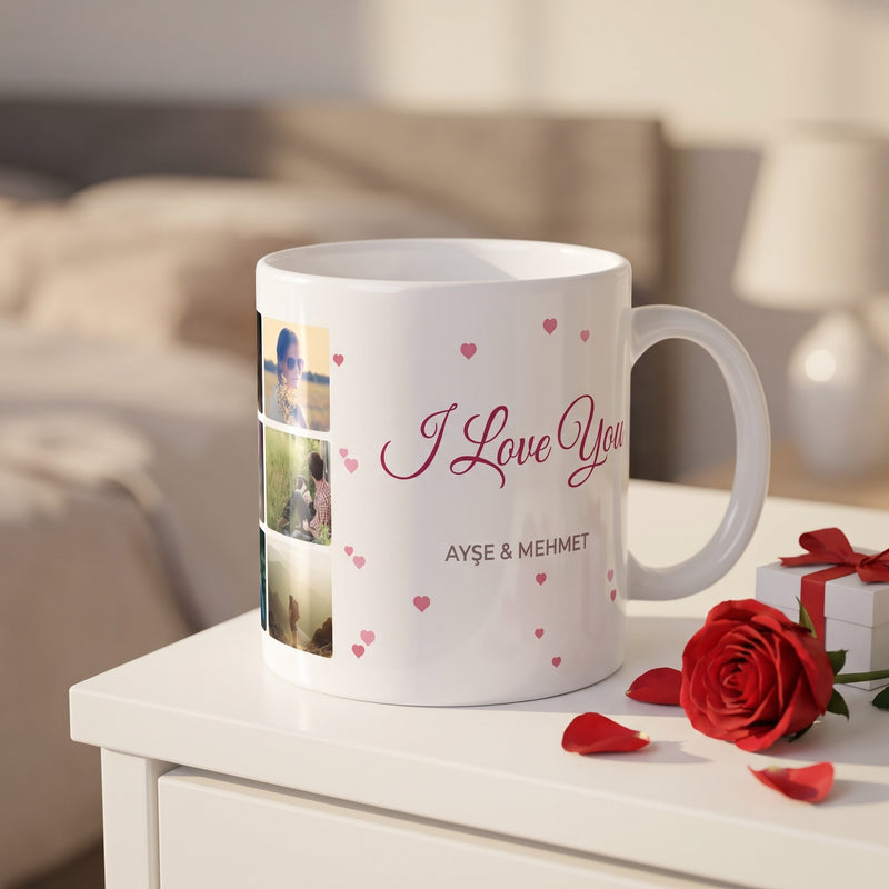 I Love You 9 Fotoğraflı Kupa – beyaz seramik kupa üzerinde temsili baskı görseli
