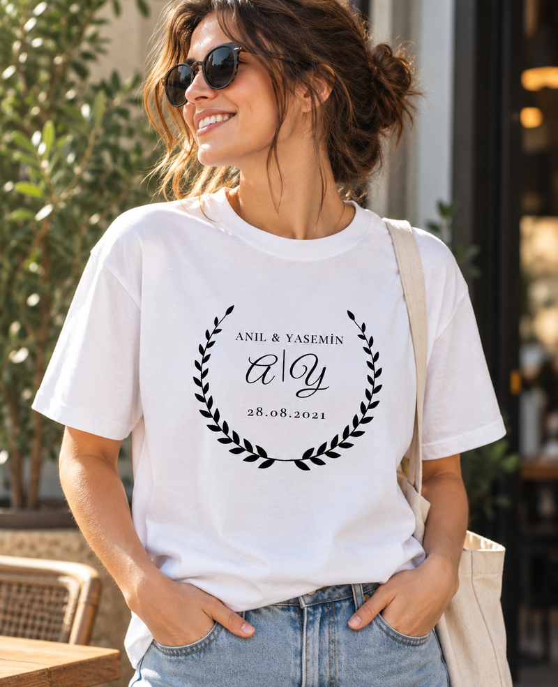 Kişiye Özel Baskılı Monogram Unisex Tişört Tasarla – Normal Kalıp
