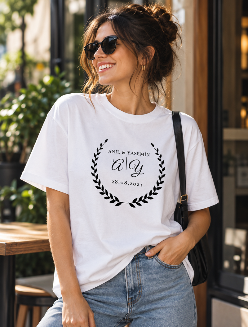 Kişiye Özel Baskılı Monogram Unisex Tişört Tasarla – Normal Kalıp
