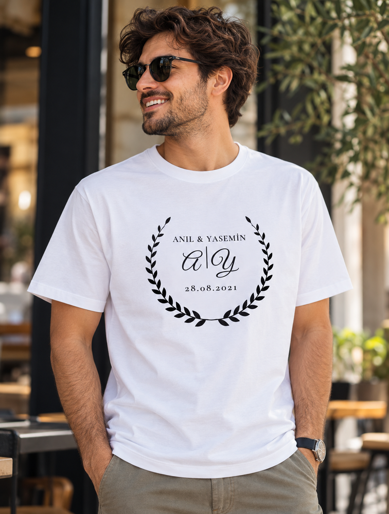 Kişiye Özel Baskılı Monogram Unisex Tişört Tasarla – Normal Kalıp