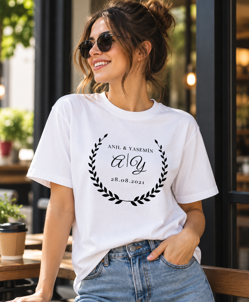 Kişiye Özel Baskılı Monogram Unisex Tişört Tasarla – Normal Kalıp