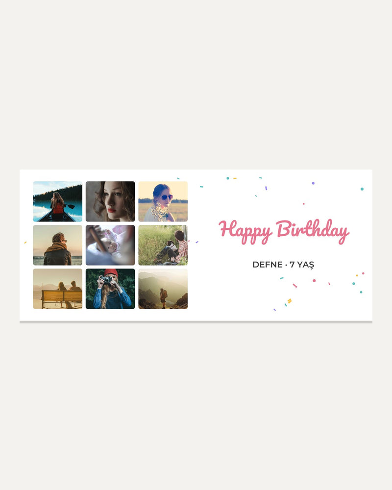 Happy Birthday 9 Fotoğraflı Kupa kupa çevresi tasarım önizlemesi