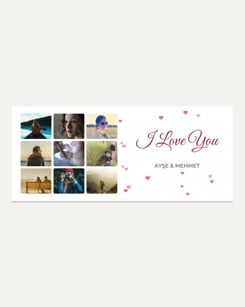 I Love You 9 Fotoğraflı Kupa kupa çevresi tasarım önizlemesi