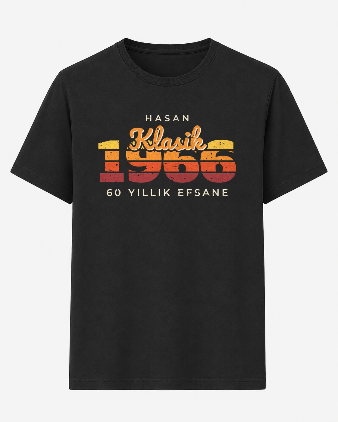 İsimli çizgili retro 1966 doğum yılı siyah unisex tişört