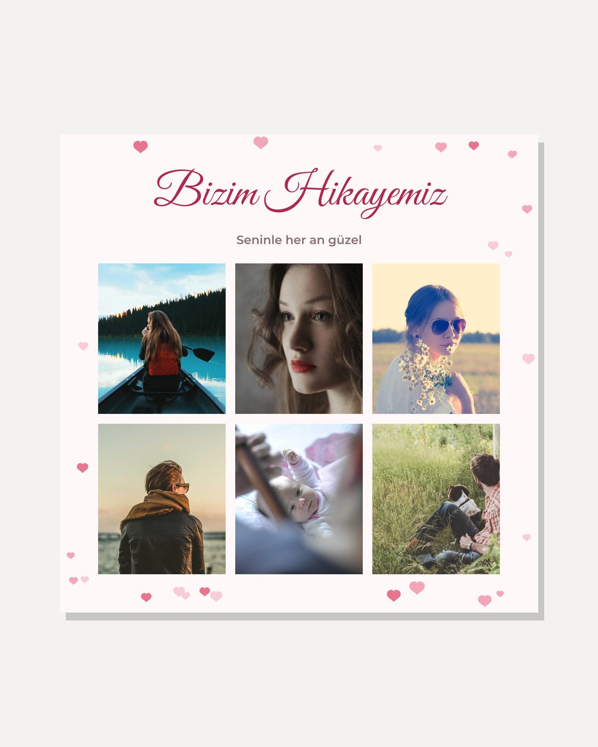 Sevgiliye Hediye 6 Fotoğraflı 20x20 Yapışan Çerçeve kişiye özel tasarım önizlemesi