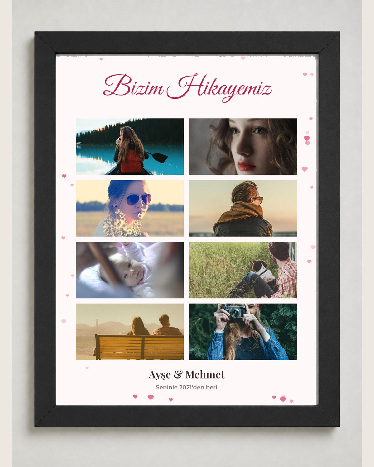 Sevgiliye Hediye 8 Fotoğraflı 30x40 Çerçeve siyah çerçeve