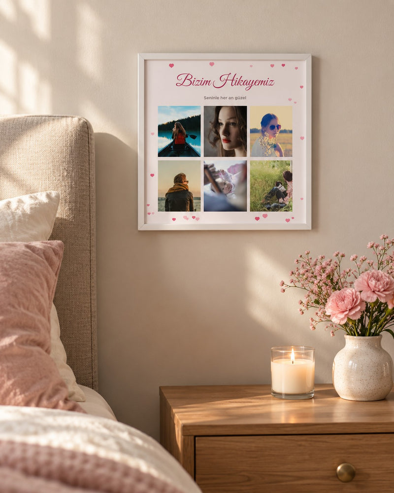 Sevgiliye Hediye 6 Fotoğraflı 20x20 Yapışan Çerçeve – temsili çerçeve görseli