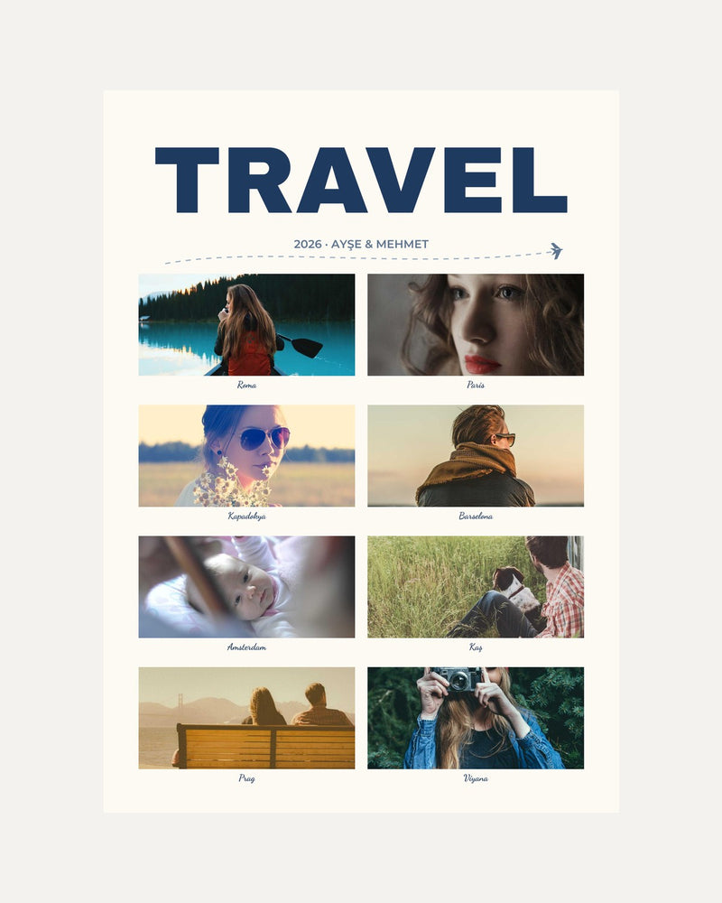 Travel 8 Fotoğraflı 50x70 Kişiye Özel Poster kişiye özel tasarım önizlemesi