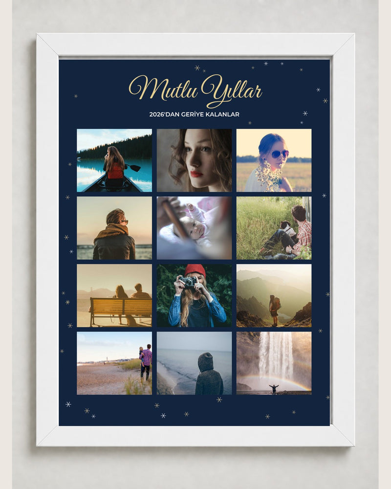 Yeni Yıl 12 Fotoğraflı 30x40 Çerçeve beyaz çerçeve